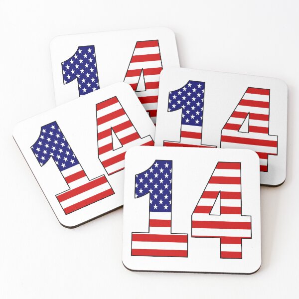 Item preview, Number 14 with USA flag on the background designed and sold by AllShirts21.