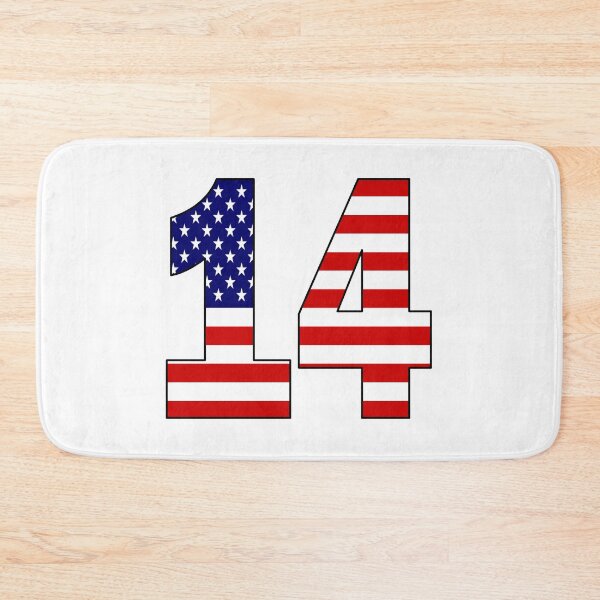 Item preview, Number 14 with USA flag on the background designed and sold by AllShirts21.