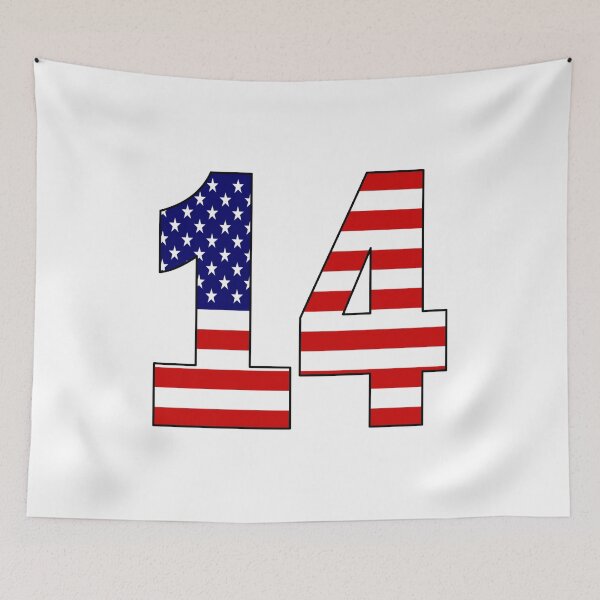 Item preview, Number 14 with USA flag on the background designed and sold by AllShirts21.