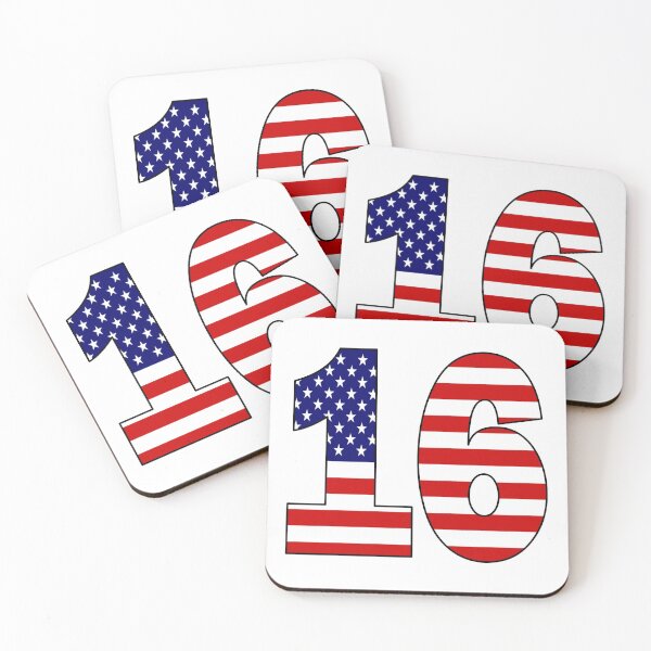 Item preview, Number 16 with USA flag on the background designed and sold by AllShirts21.