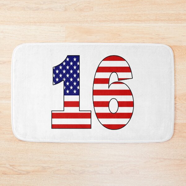 Item preview, Number 16 with USA flag on the background designed and sold by AllShirts21.