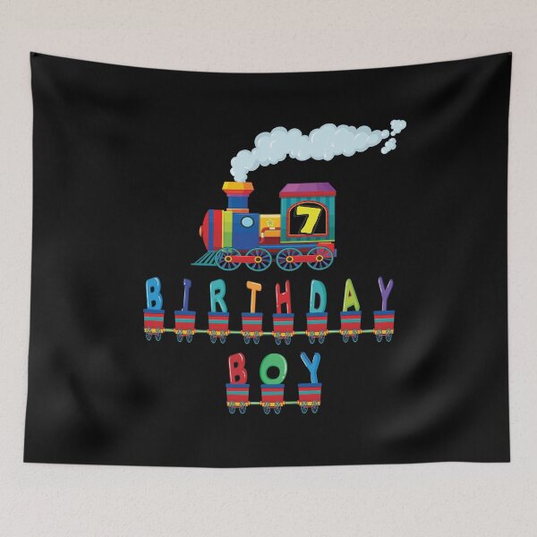 Item preview, 7th Birthday Boy Train 7 Years Old Kid Railway B-day Party graphic designed and sold by Grabitees.