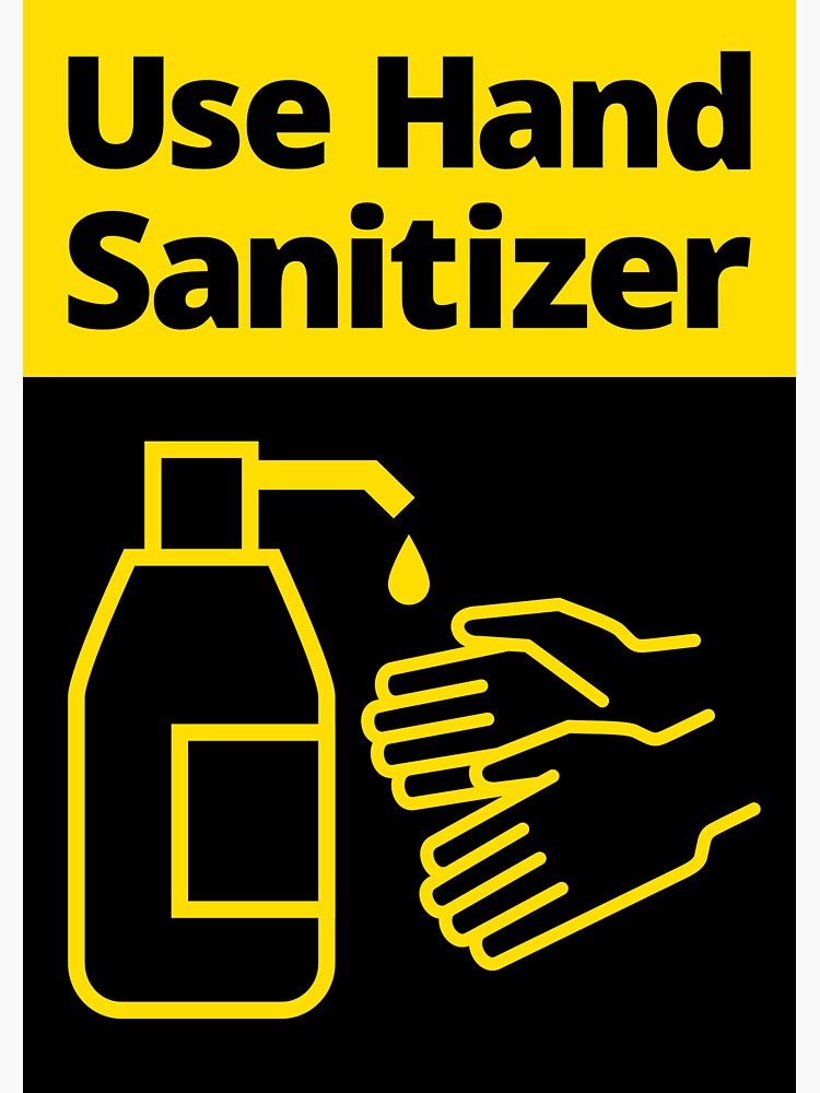 Thumbnail 3 of 3, Sticker, Use Hand Sanitizer sign - Yellow and Black designed and sold by SocialShop.