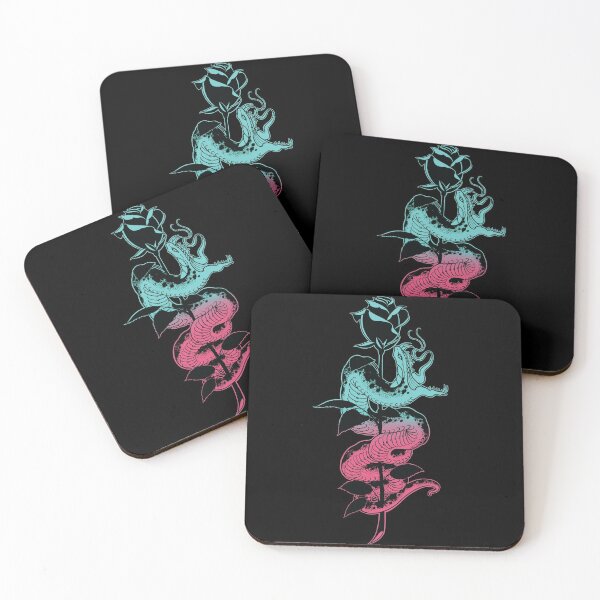 Item preview, Snake and Rose Teal/Pink Variant Tattoo design designed and sold by SevenRelics.