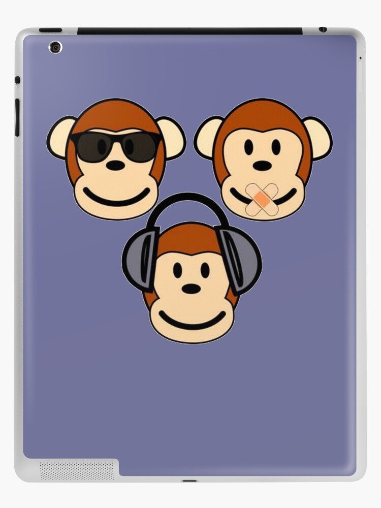 Funda y vinilo para iPad «Ilustración de dibujos animados de tres monos: ver,  escuchar, no hablar mal» de taiche | Redbubble