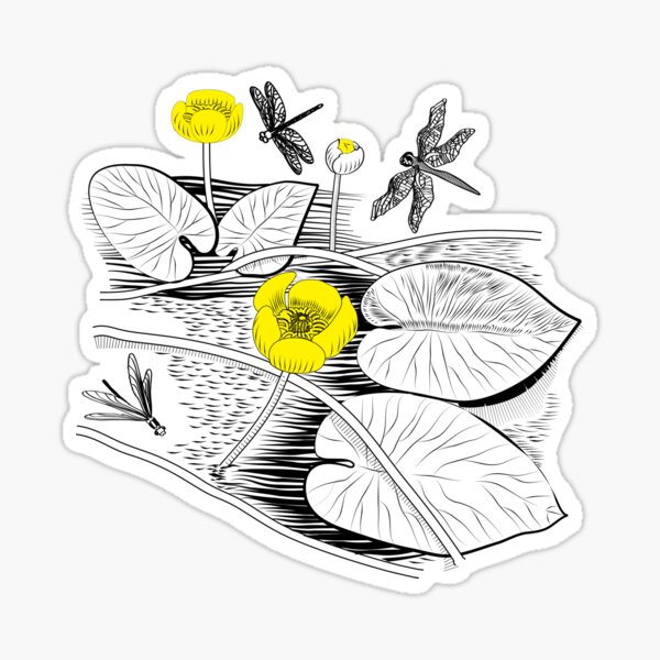Water-lilies Vector graphic black Sticker