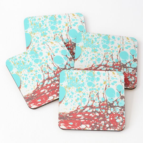 Item preview, Summer marble pattern - Red and Blue bubbles on marbled paper designed and sold by idledaze.