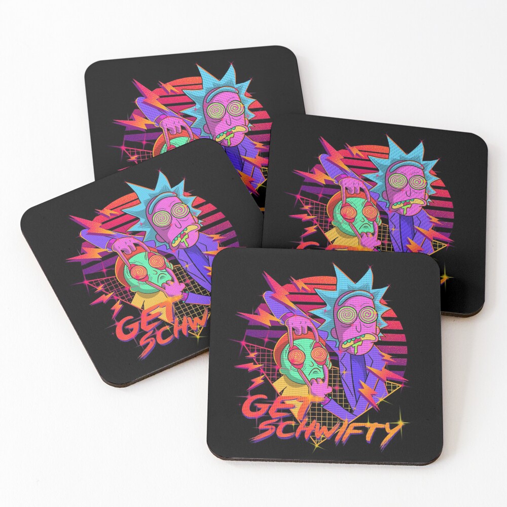 rick and morty get schwifty Coasters (Set of 4)