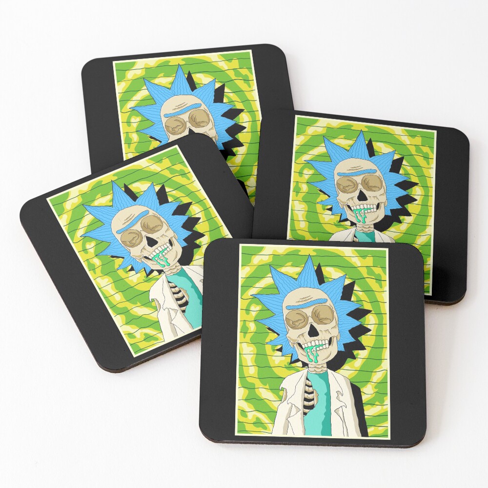 rick and morty skull Coasters (Set of 4)