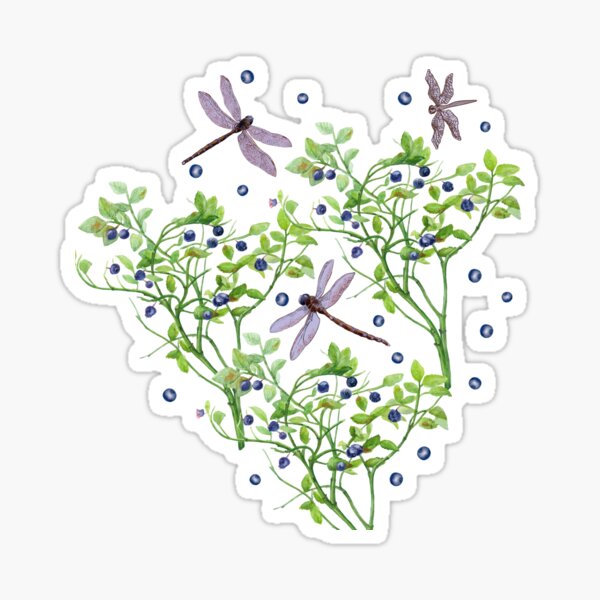 blueberry pattern with dragonflies Sticker