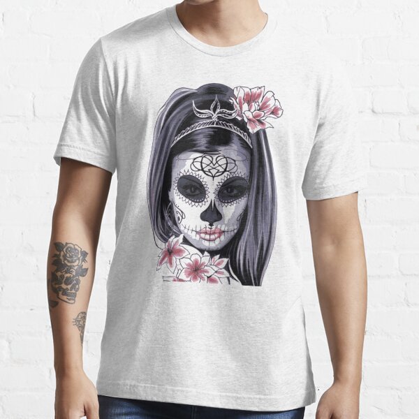 Sugar Skull Pin Up T-Shirt Élégant pour Femme Day of the Dead Dia de los Muertos 
