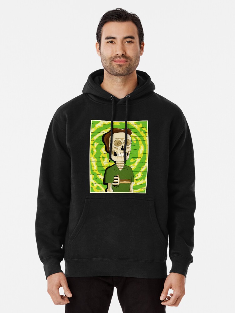 Alternate view of jerry rick and morty skull Pullover Hoodie