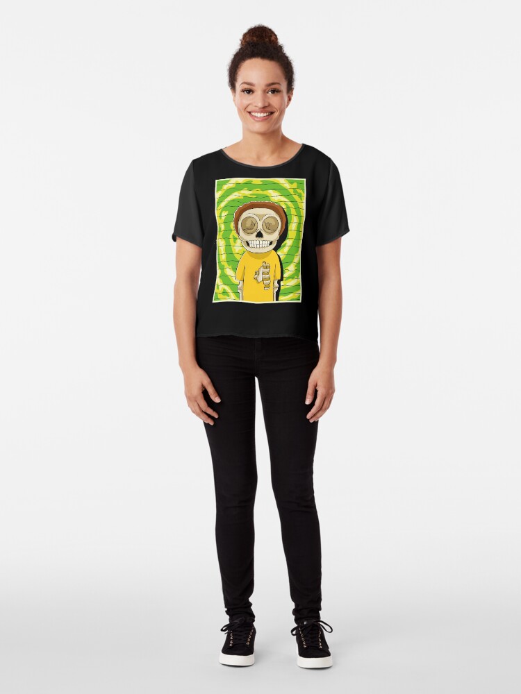 Alternate view of morty rick and morty skull Chiffon Top