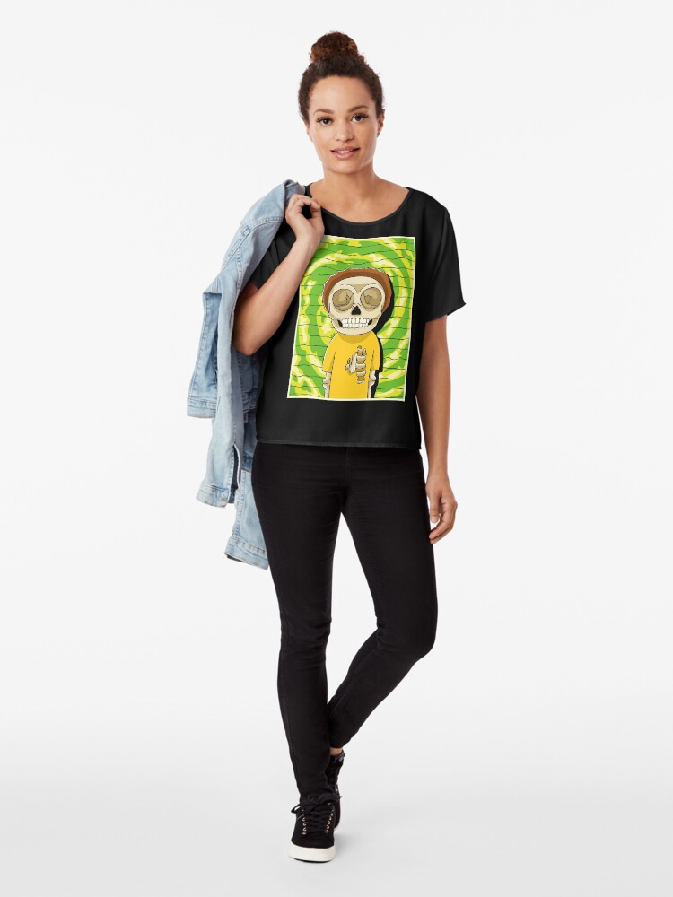 Alternate view of morty rick and morty skull Chiffon Top