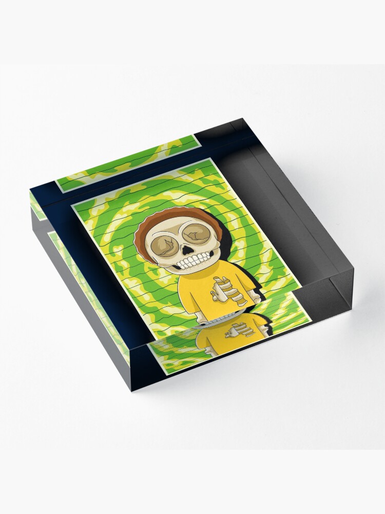 Alternate view of morty rick and morty skull Acrylic Block