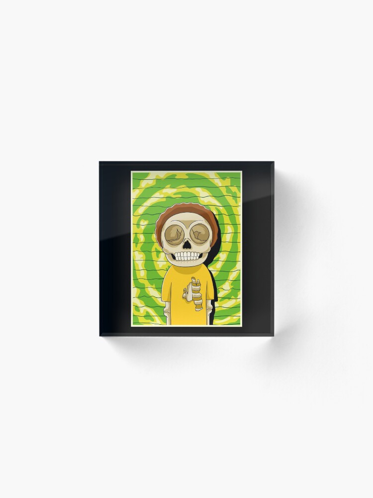Alternate view of morty rick and morty skull Acrylic Block