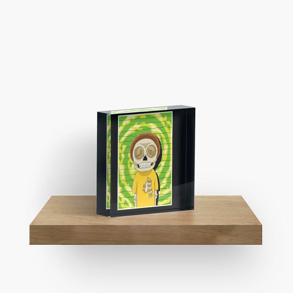 morty rick and morty skull Acrylic Block