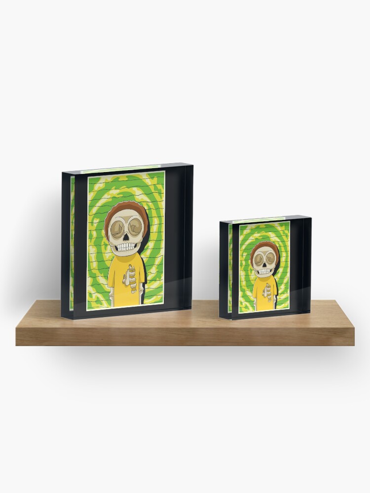 Alternate view of morty rick and morty skull Acrylic Block