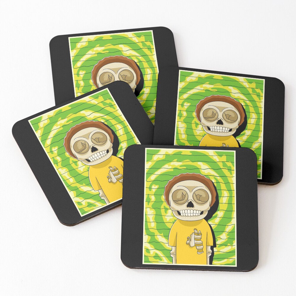 morty rick and morty skull Coasters (Set of 4)