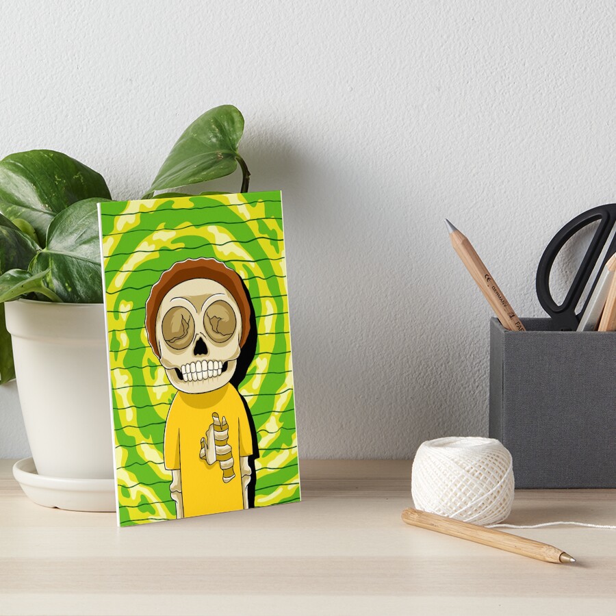 morty rick and morty skull Art Board Print