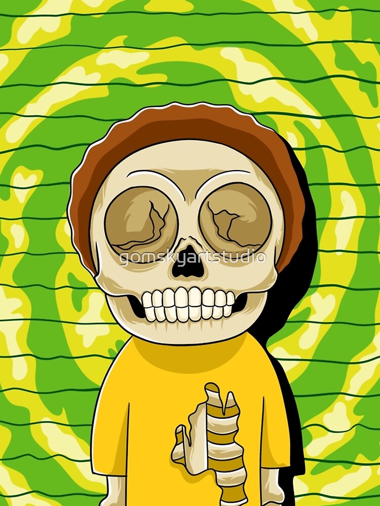 morty rick and morty skull by gomskyartstudio