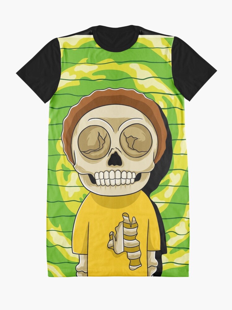Alternate view of morty rick and morty skull Graphic T-Shirt Dress