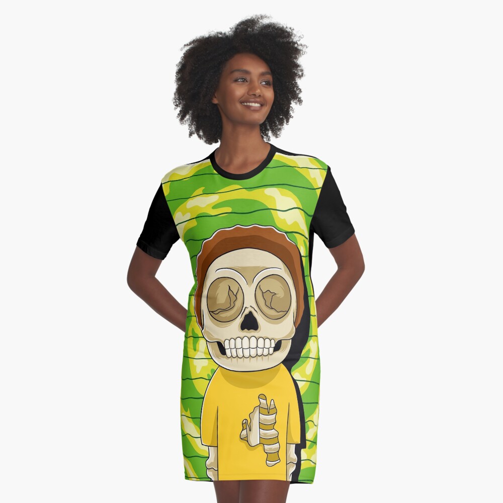 morty rick and morty skull Graphic T-Shirt Dress