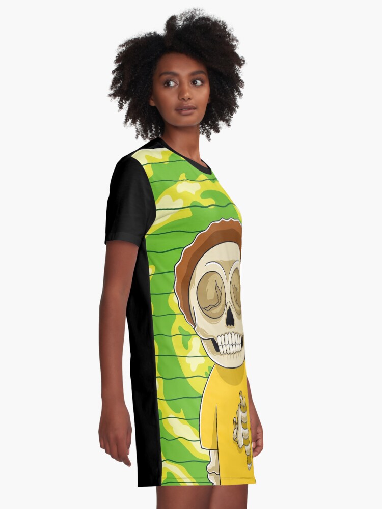 Alternate view of morty rick and morty skull Graphic T-Shirt Dress