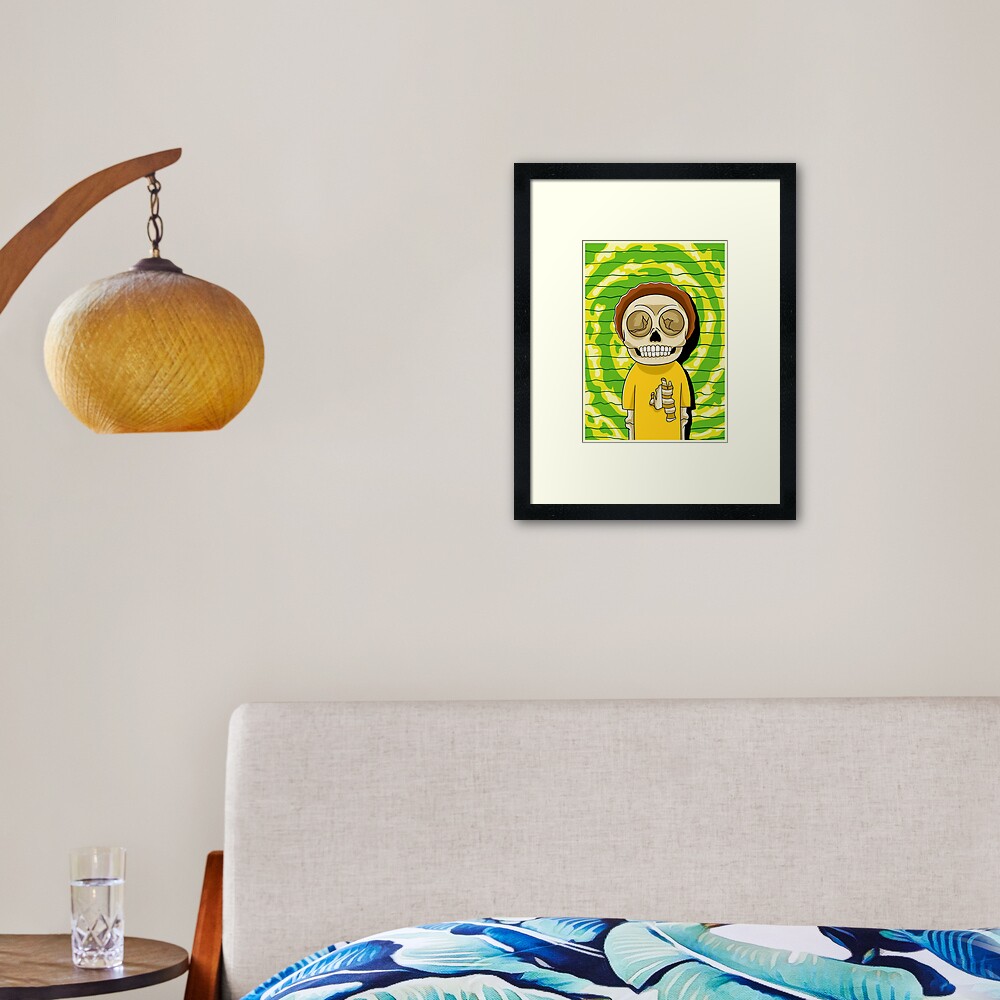 morty rick and morty skull Framed Art Print