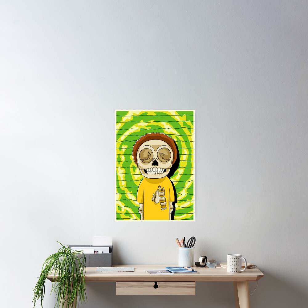 morty rick and morty skull Poster