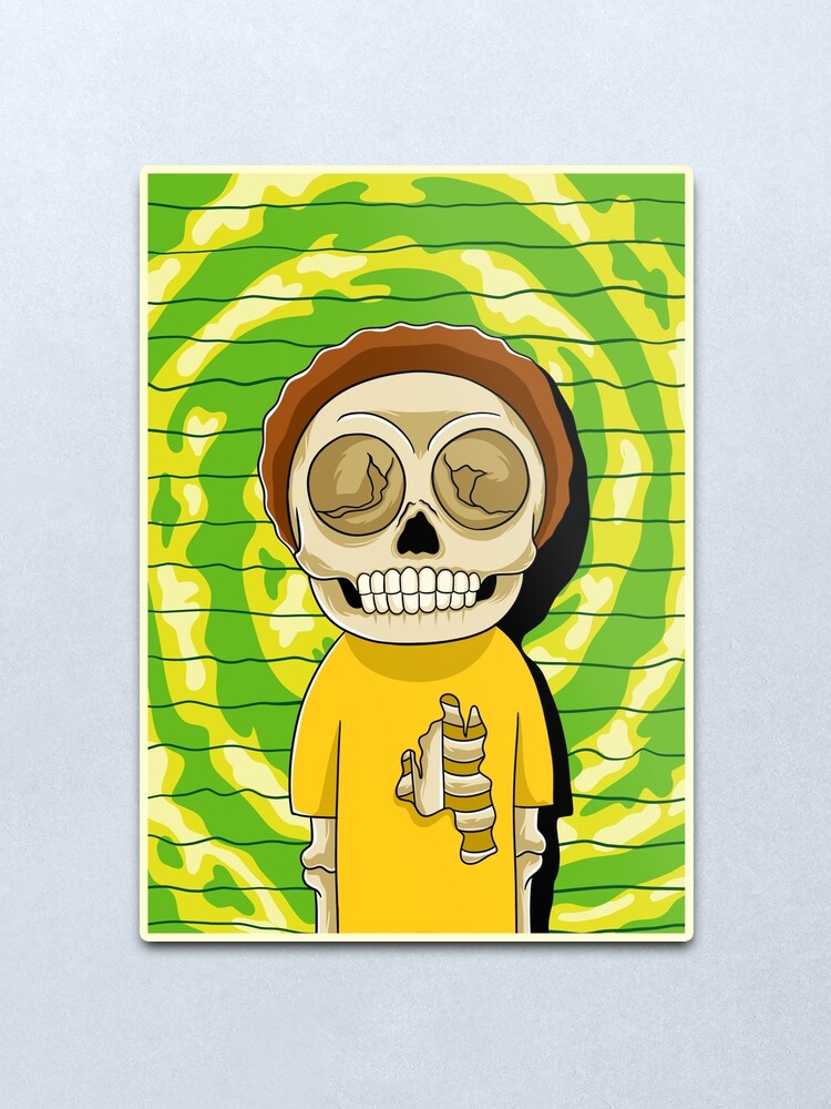Alternate view of morty rick and morty skull Metal Print
