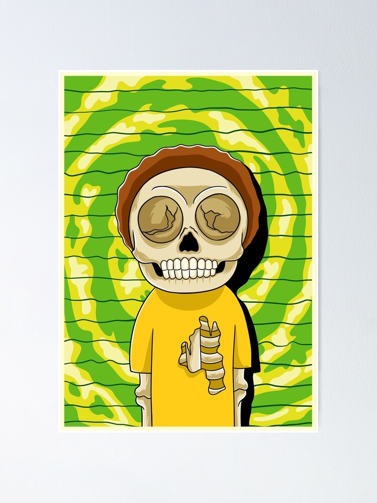 Alternate view of morty rick and morty skull Poster