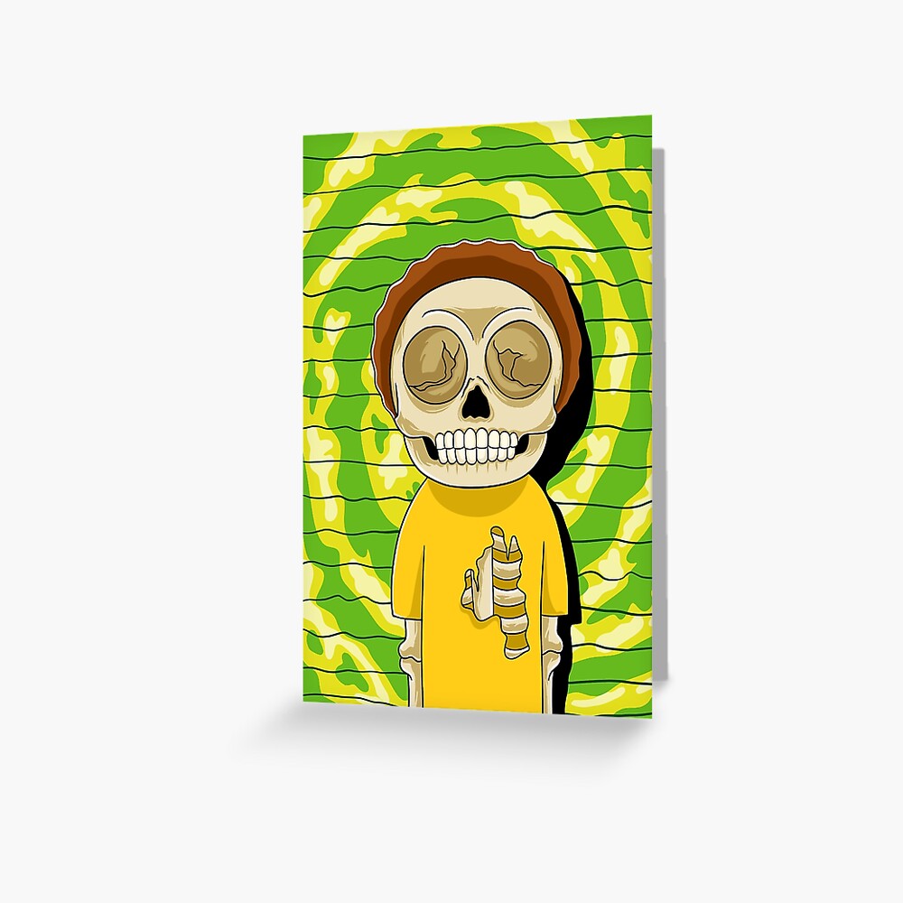 morty rick and morty skull Greeting Card