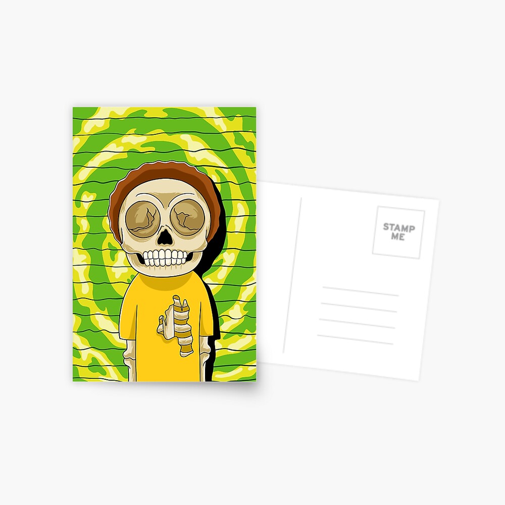 morty rick and morty skull Postcard