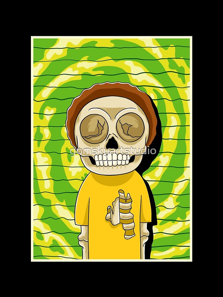 morty rick and morty skull by gomskyartstudio