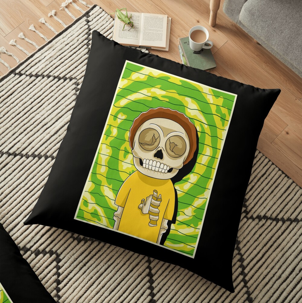 morty rick and morty skull Floor Pillow