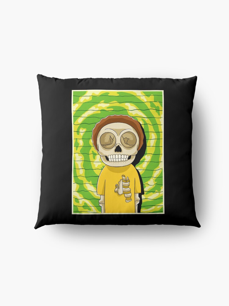 Alternate view of morty rick and morty skull Floor Pillow