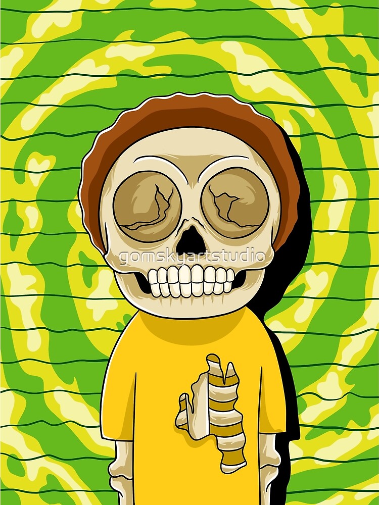 morty rick and morty skull by gomskyartstudio