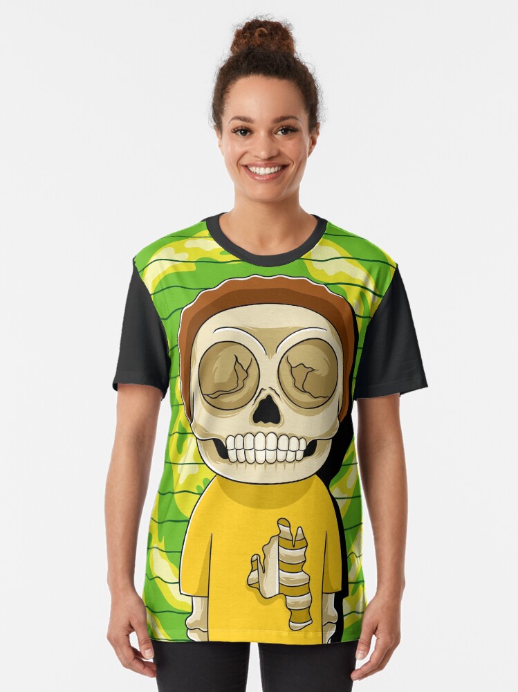 Alternate view of morty rick and morty skull Graphic T-Shirt