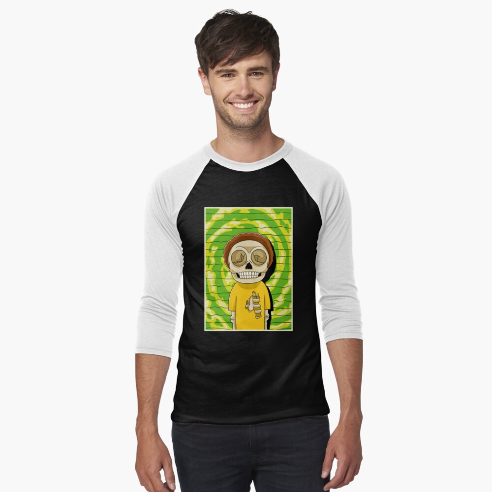 morty rick and morty skull Baseball ¾ Sleeve T-Shirt