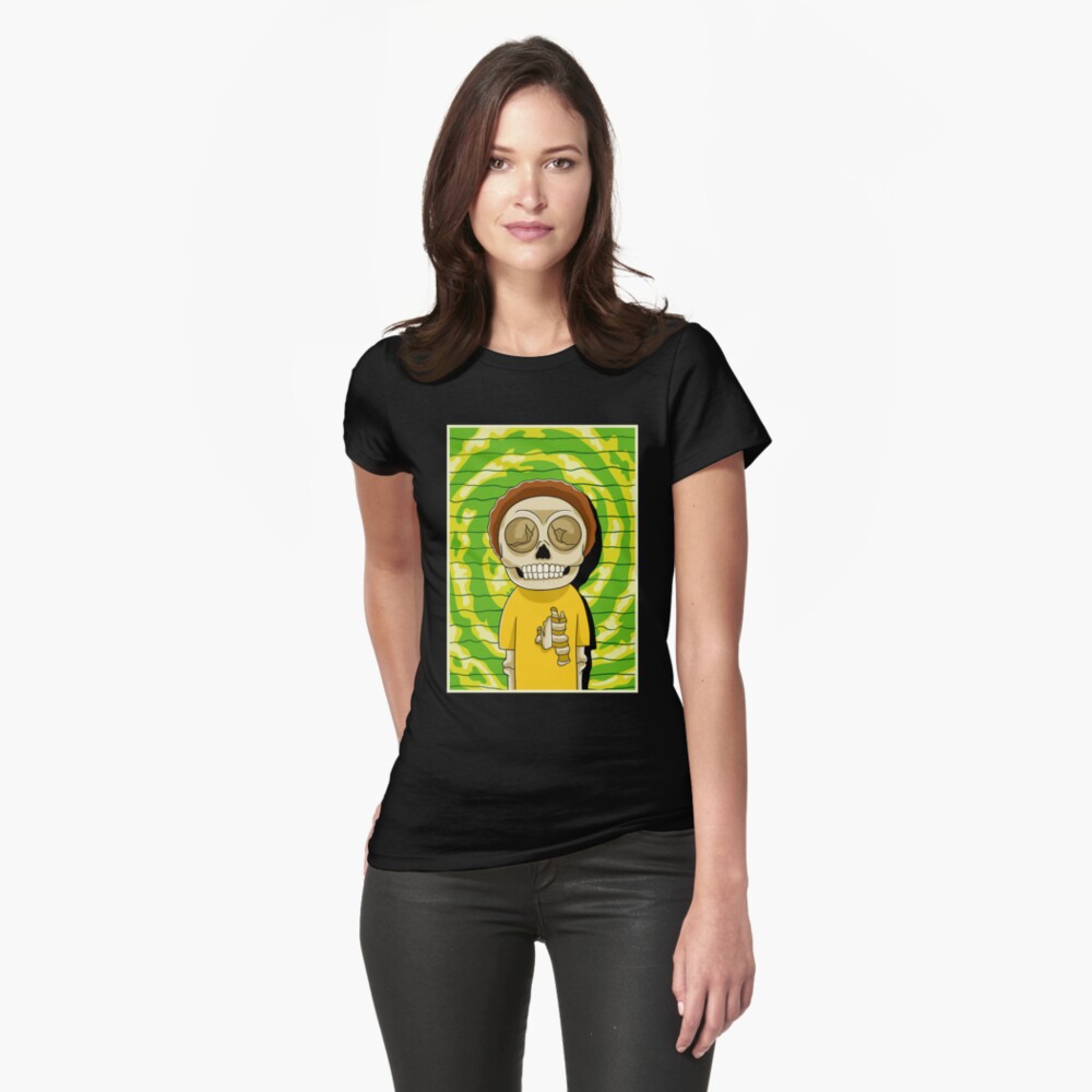 morty rick and morty skull Fitted T-Shirt