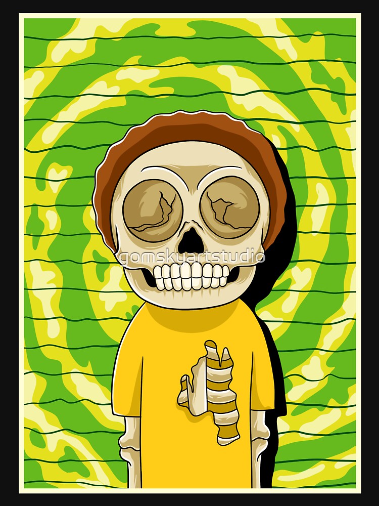 morty rick and morty skull by gomskyartstudio