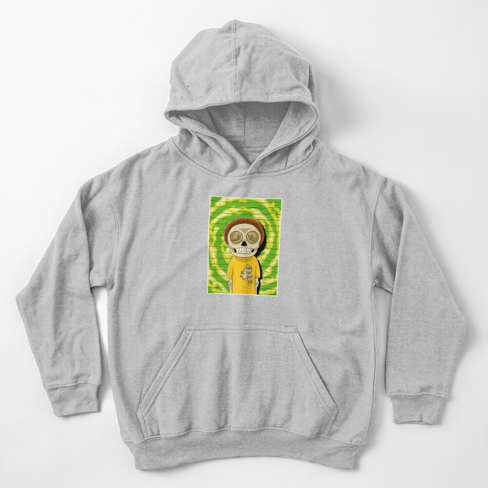 morty rick and morty skull Kids Pullover Hoodie