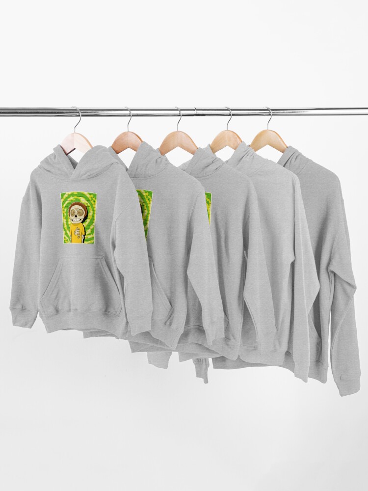 Alternate view of morty rick and morty skull Kids Pullover Hoodie