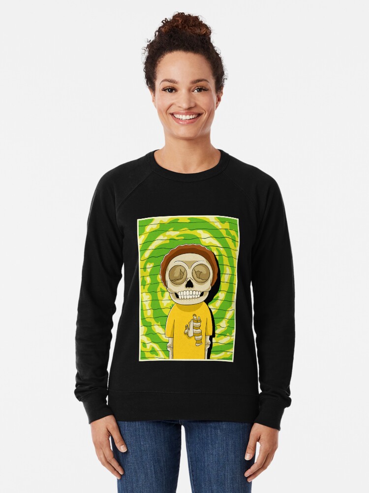 Alternate view of morty rick and morty skull Lightweight Sweatshirt