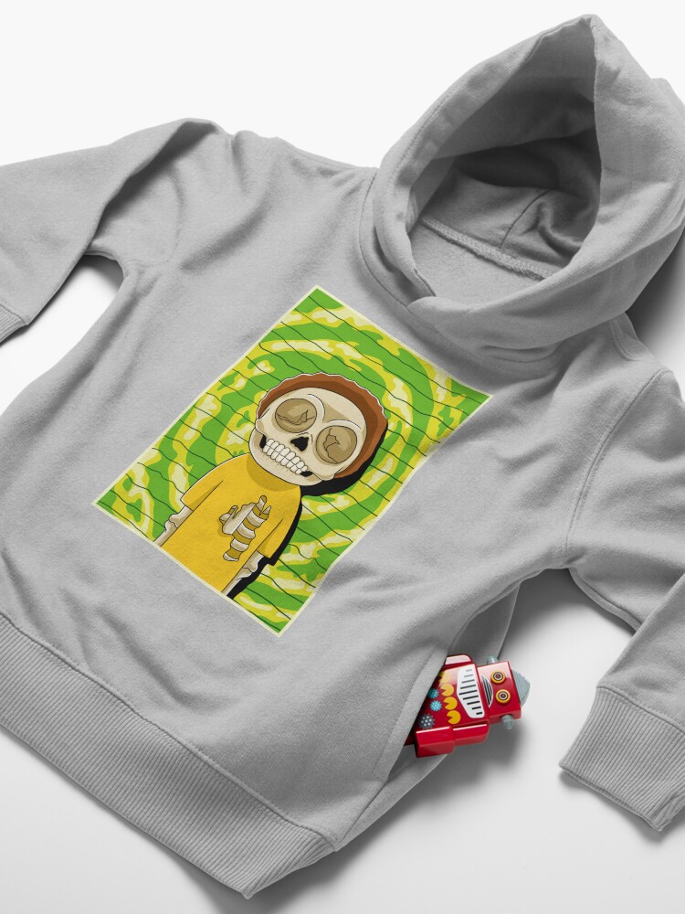 Alternate view of morty rick and morty skull Toddler Pullover Hoodie