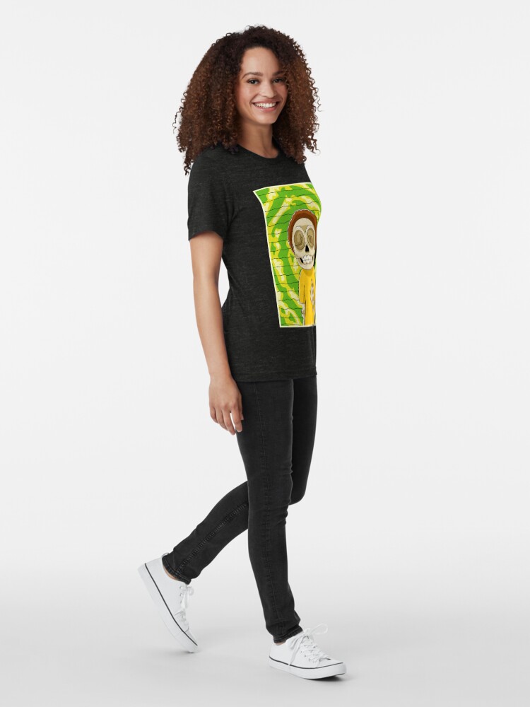 Alternate view of morty rick and morty skull Tri-blend T-Shirt