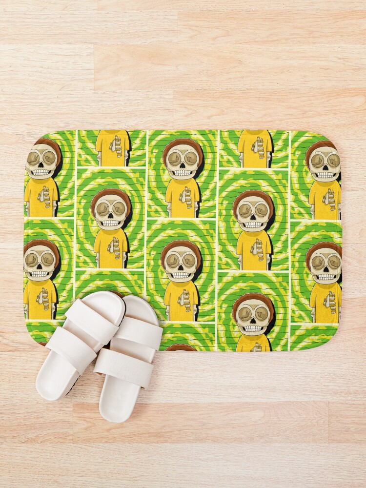 Alternate view of morty rick and morty skull Bath Mat