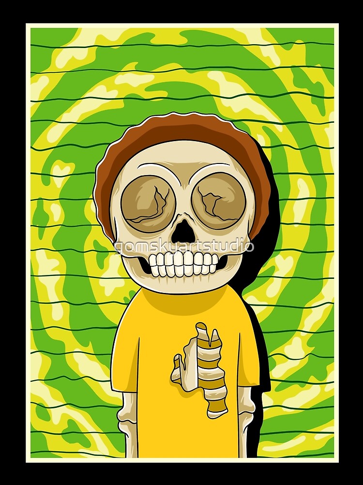 morty rick and morty skull by gomskyartstudio