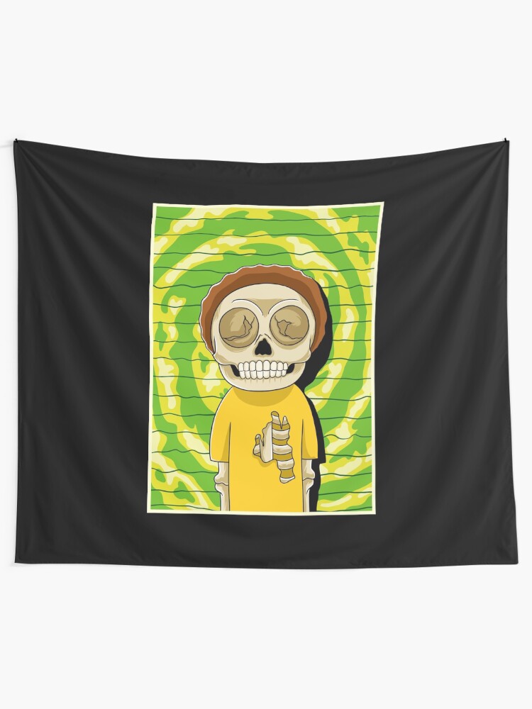 Alternate view of morty rick and morty skull Tapestry